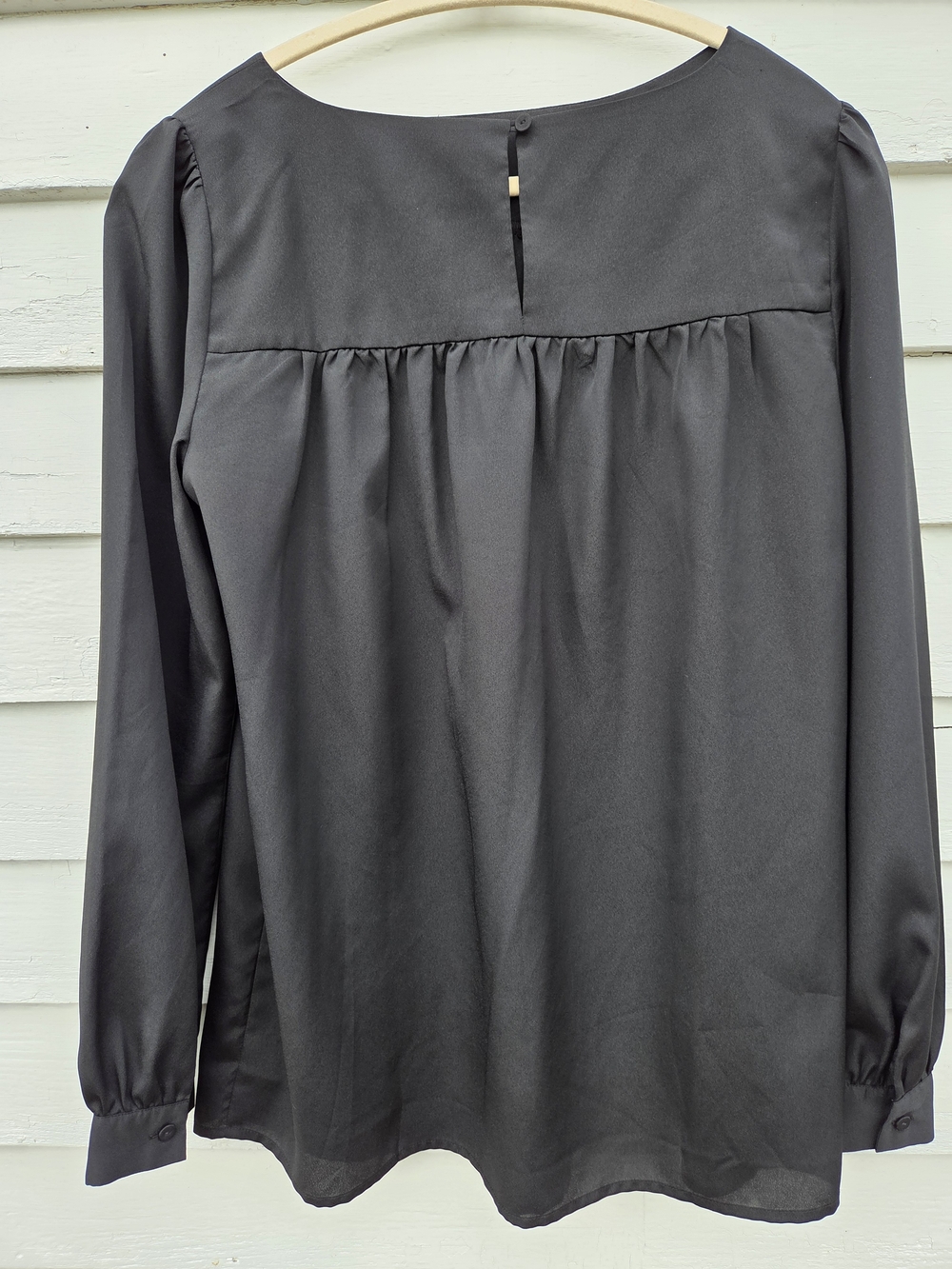 LOFT Black Long-Sleeve Peasant Blouse